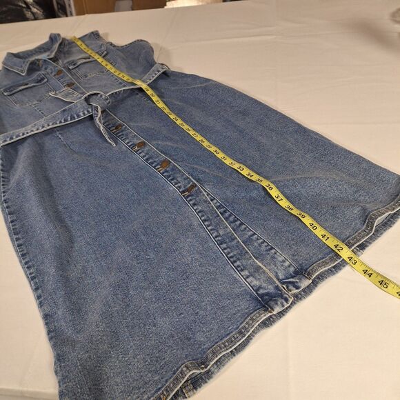 Draper James RSVP Light Wash Denim Sleeveless Jean Dress Midi Y2K Belted Size XL - Picture 8 of 10